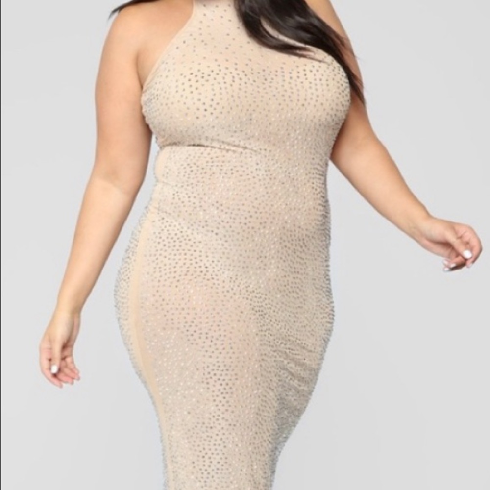 Worn once nude rhinestone dress
